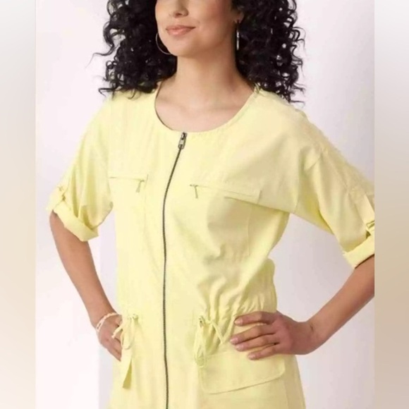 Soft Surroundings Go Lively Traverse Dress Lemon Grass Butter Yellow Sz M NWT - Picture 3 of 14